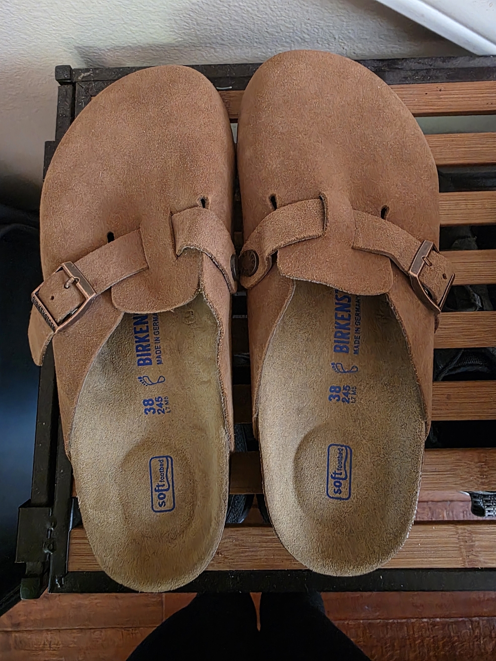 Birkenstock Boston Suede Clogs in Tan Brown